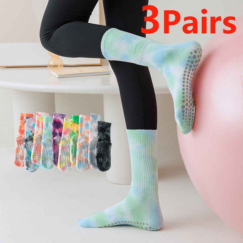 Youtube Yoga Pilates - 3 Paar Farbverlauf-Yoga-Socken für Damen, rutschfeste