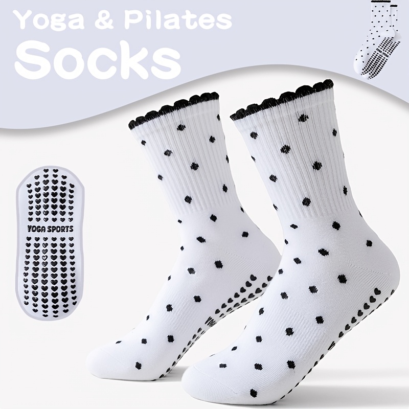Pilates Yoga And Barre - Damen-Yoga-Socken in Weiß mit schwarzen Punkten,