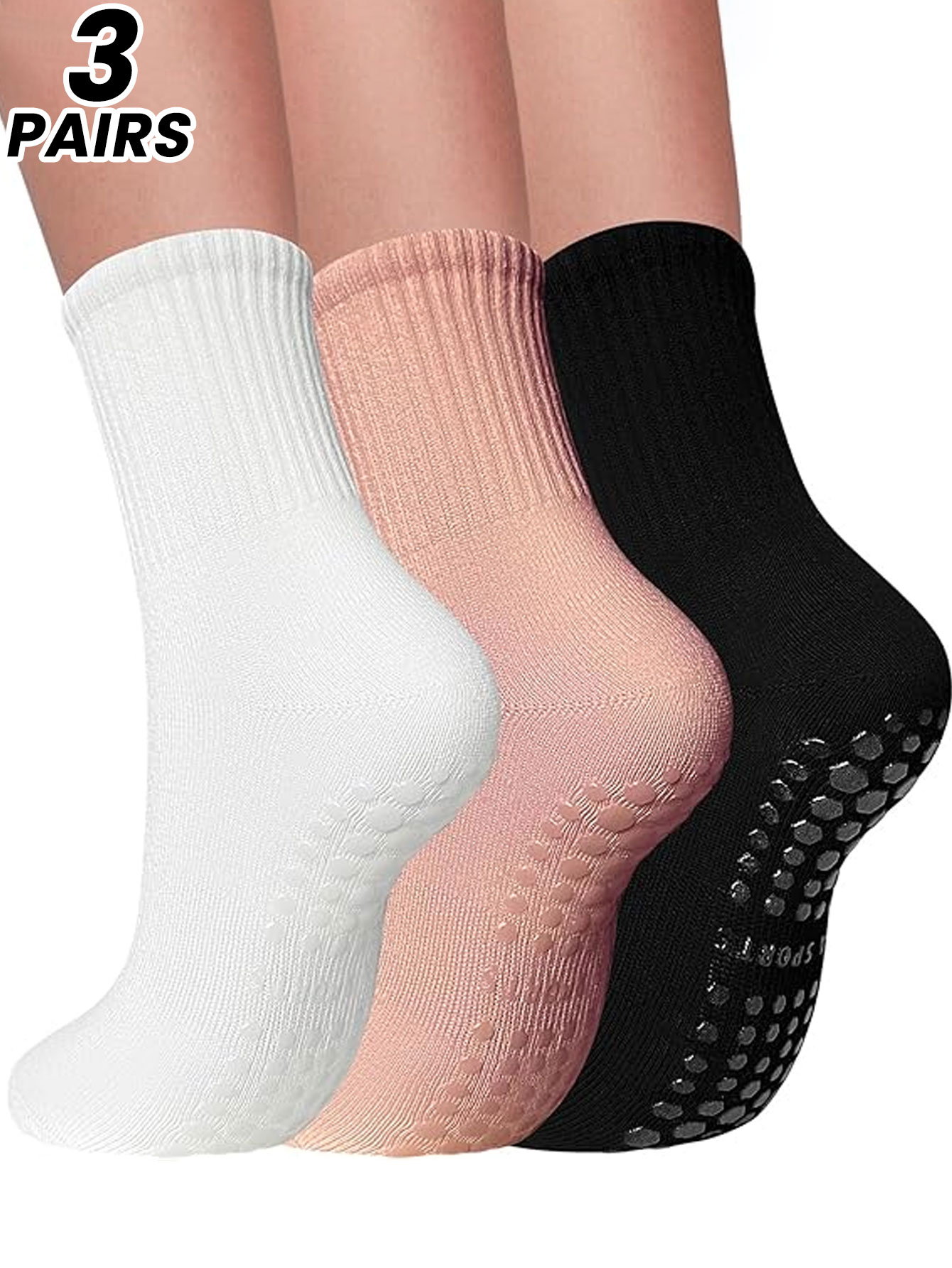 Pilates Yoga Fitness - 3 Paar professionelle Yoga-Socken für Frauen,