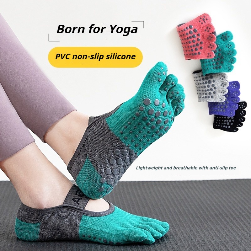 Pilates Yoga Fitness - Professionelle Pilates Anti-Rutsch-Fünf-Finger-Knöchelsocken für Damen, atmungsaktive