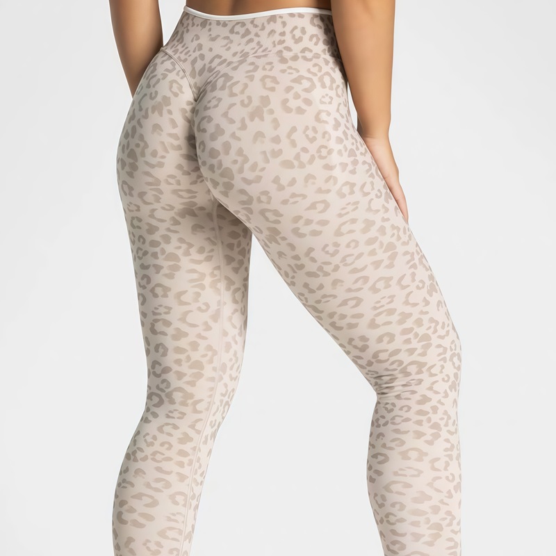 Pilates Yoga Legging - Sport-Leggings mit Leopardenmuster für Damen, Atmungsaktive