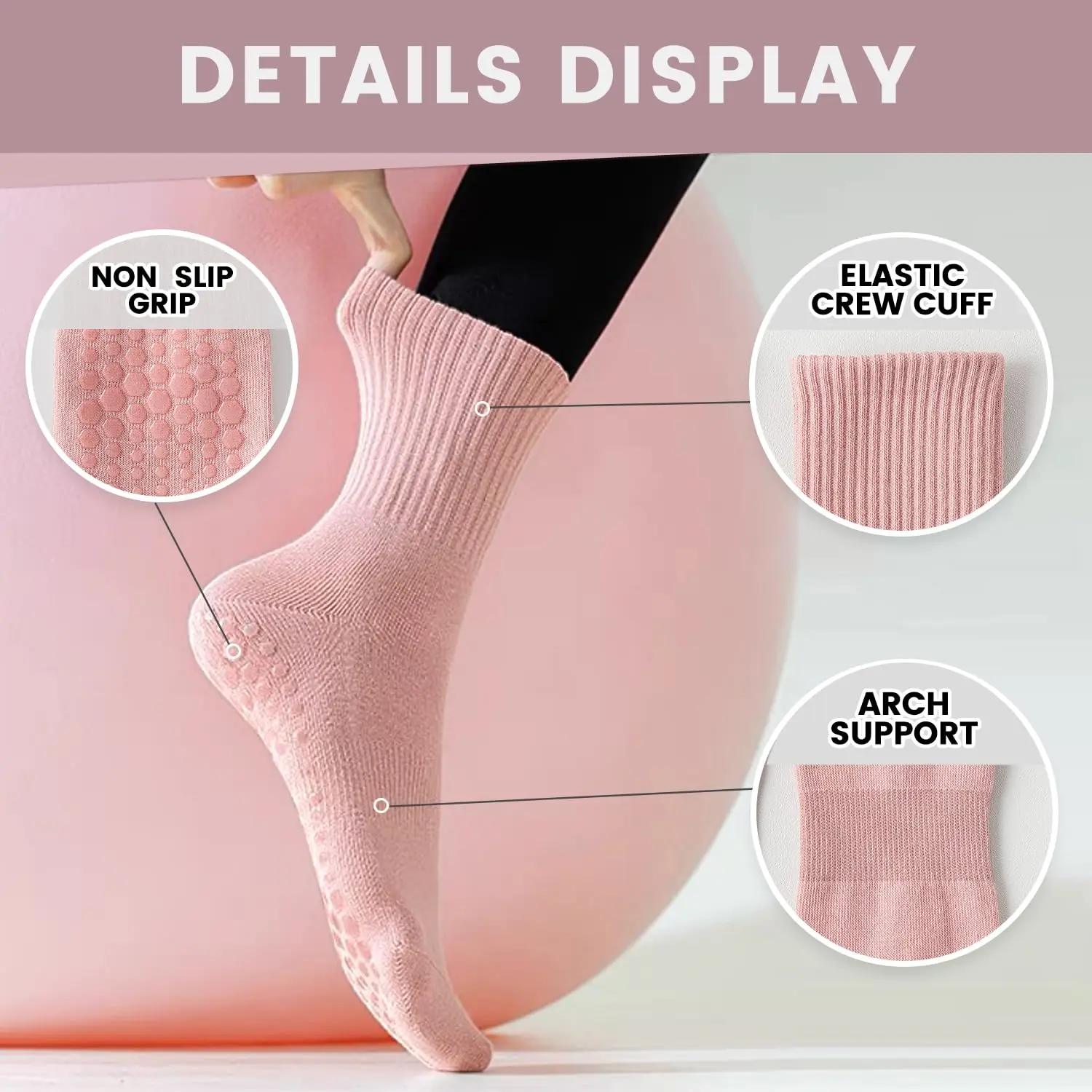 4 Paar Damen-Yoga-Socken, einf – Pilates Is Yoga Bewertung und Preis